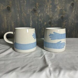 Blue and White Ceramic Hug Mugs
